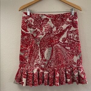 NIC+ZOE Red and White peacock Ruffle-Hem Mini Skirt 15x21 
Coquette sexy 8